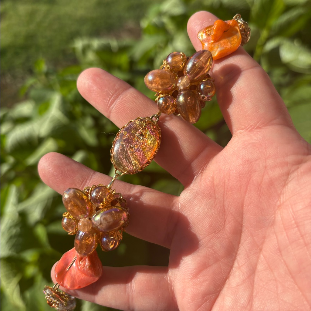 Sunset Hand Crafted Bracelet From Vintage Repurposed Earrings 30$